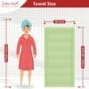 ZAHYA Towel Size Guide – Compare with Height ZAHYA towel displayed fully open beside a girl to compare towel size with height