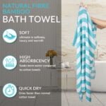 100% Pure Bamboo Bath Towel – Cabana Stripe, Soft & Eco-Friendly