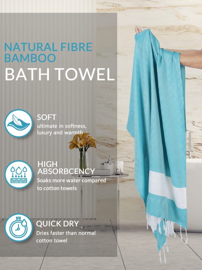 100% Pure Bamboo Bath Towel – Turkish Style, Soft, Absorbent