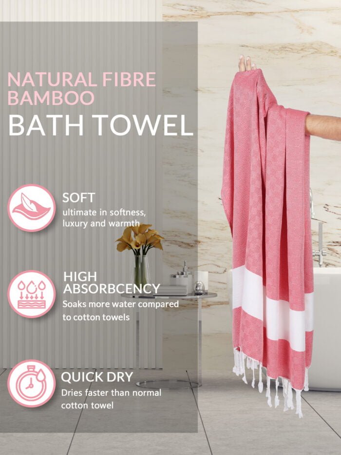 100% Pure Bamboo Bath Towel – Turkish Style, Soft, Absorbent