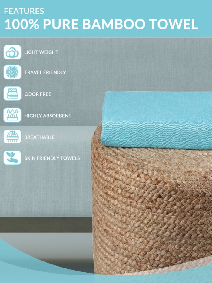 100% Pure Bamboo Bath Towel – Turkish Style, Soft, Absorbent