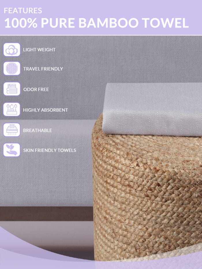 100% Pure Bamboo Bath Towel – Turkish Style, Soft, Absorbent