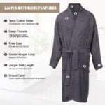 3 ZAHYA Unisex Cotton Bathrobe - Grey