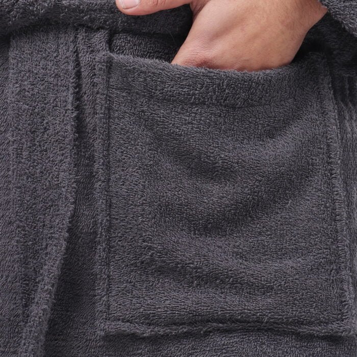IMG_10 ZAHYA Unisex Cotton Bathrobe - Grey