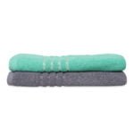 IMG_9240 ZAHYA Pure Cotton 500 GSM Bath Towel Combo - Grey & Green