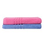 ZAHYA Pure Cotton 500 GSM Bath Combo - Blue & Pink