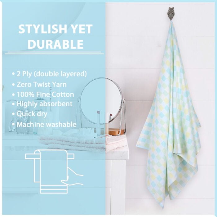Zero Twist Cotton Bath Towel – Twin Layer, Ultra Soft