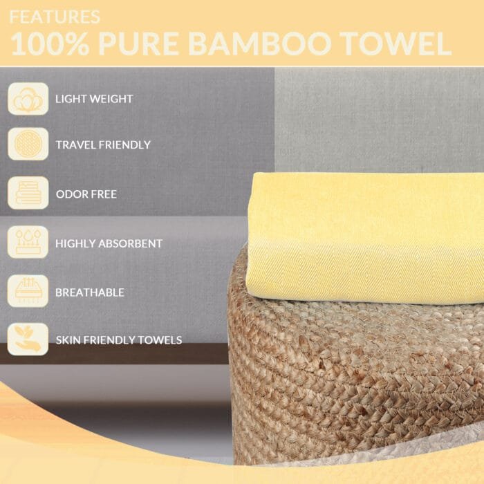 100% Pure Bamboo Bath Towel – Turkish Style, Soft, Absorbent