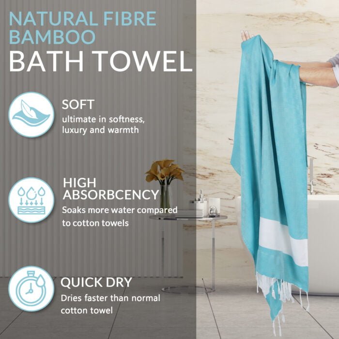 100% Pure Bamboo Bath Towel – Turkish Style, Soft, Absorbent