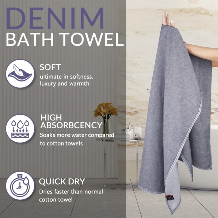 ZAHYA Denim Bath Towel - Grey