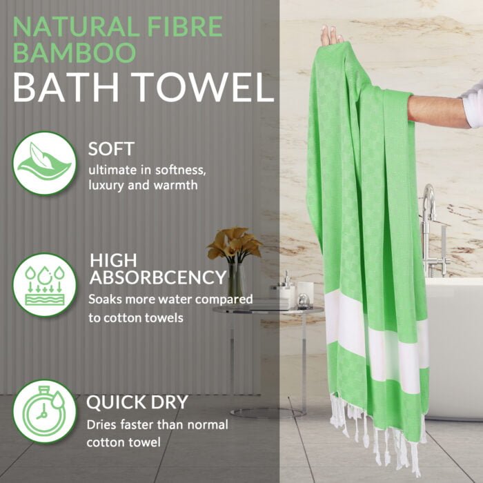 100% Pure Bamboo Bath Towel – Turkish Style, Soft, Absorbent