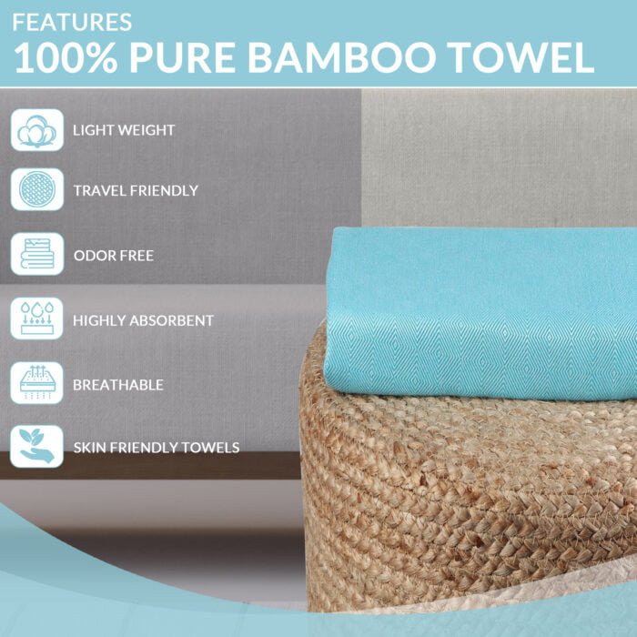 100% Pure Bamboo Bath Towel – Turkish Style, Soft, Absorbent
