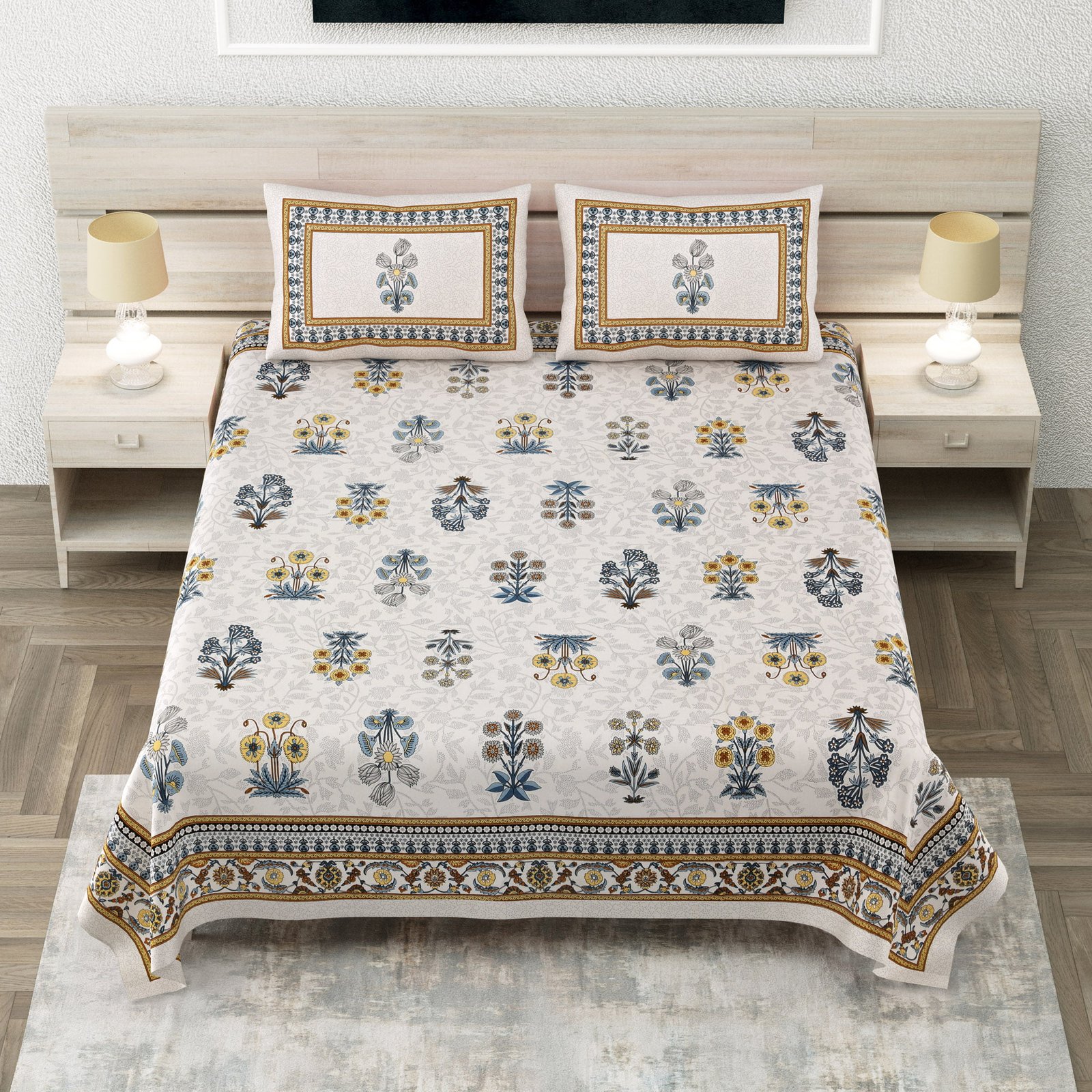 Cotton Bed-sheet king size with 2 pillow covers