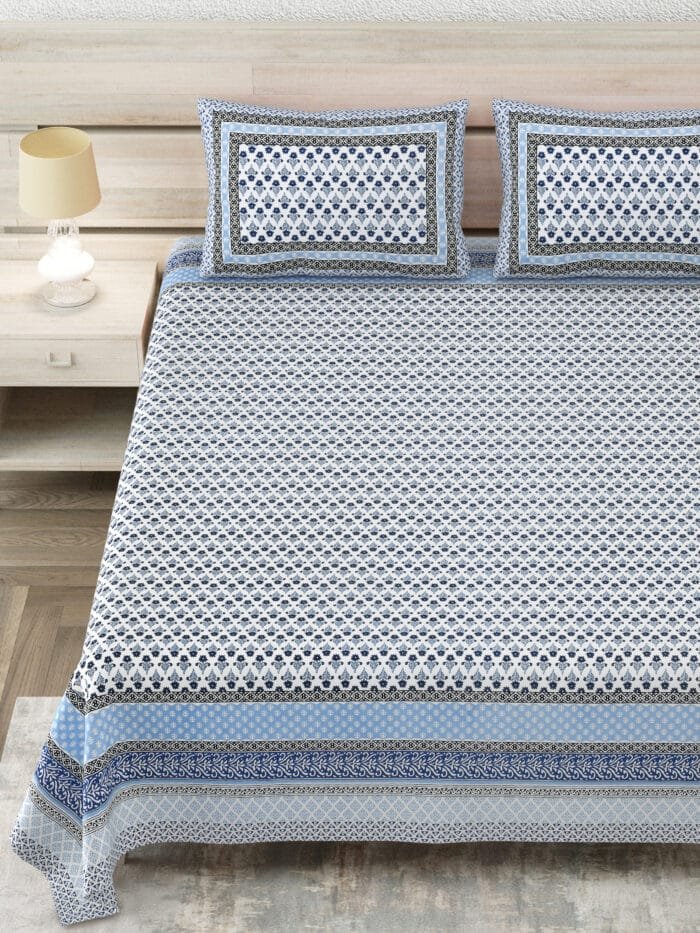 Pure Cotton King Size Bedsheet with Pillow Covers