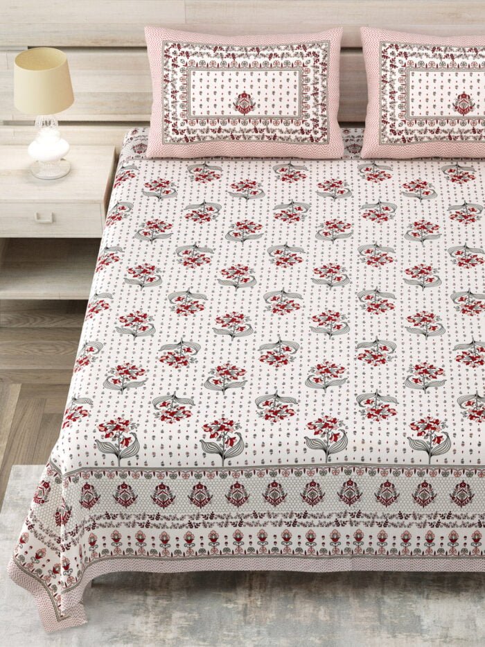 Pure Cotton King Size Bedsheet with Pillow Covers