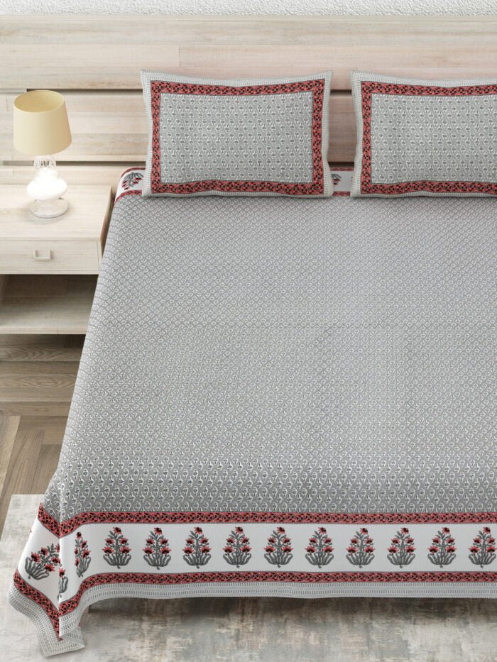 db-17 (3)-1a-1 Pure Cotton King Size Bedsheet with Pillow Covers