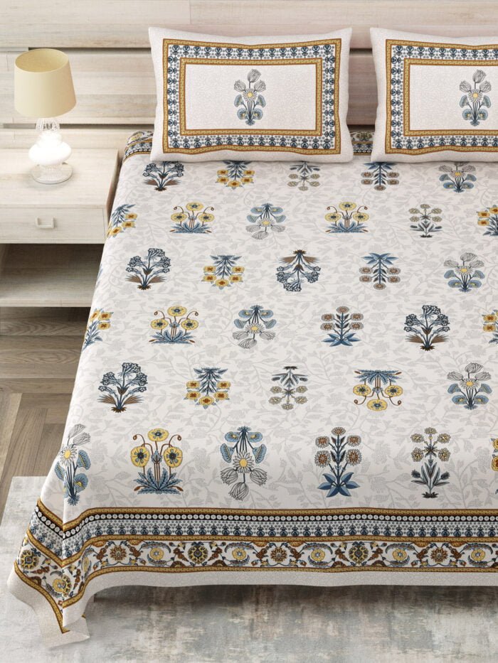 Pure Cotton King Size Bedsheet with Pillow Covers