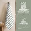 100% Pure Bamboo Bath Towel – Cabana Stripe, Soft & Eco-Friendly