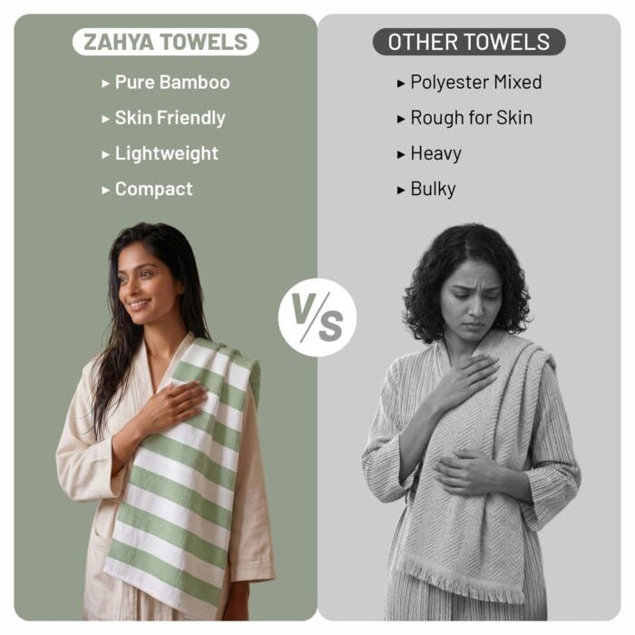 100% Pure Bamboo Bath Towel – Cabana Stripe, Soft & Eco-Friendly