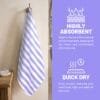 100% Pure Bamboo Bath Towel – Cabana Stripe, Soft & Eco-Friendly