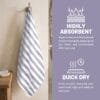100% Pure Bamboo Bath Towel – Cabana Stripe, Soft & Eco-Friendly