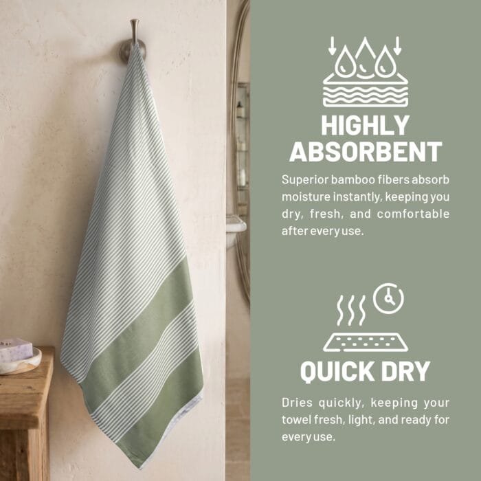 100% Pure Bamboo Bath Towel Highly Absorbent – Soft, Eco-Friendly