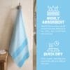 100% Pure Bamboo Bath Towel Highly Absorbent – Soft, Eco-Friendly