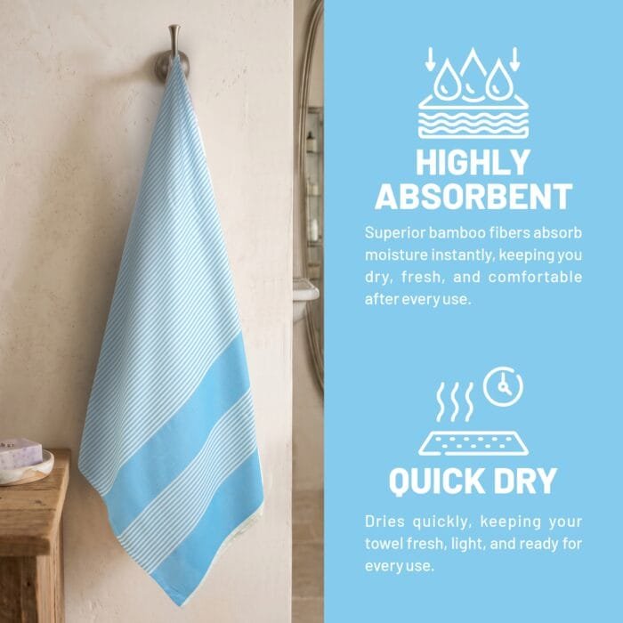100% Pure Bamboo Bath Towel Highly Absorbent – Soft, Eco-Friendly