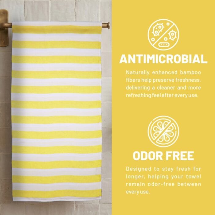 100% Pure Bamboo Bath Towel – Cabana Stripe, Soft & Eco-Friendly
