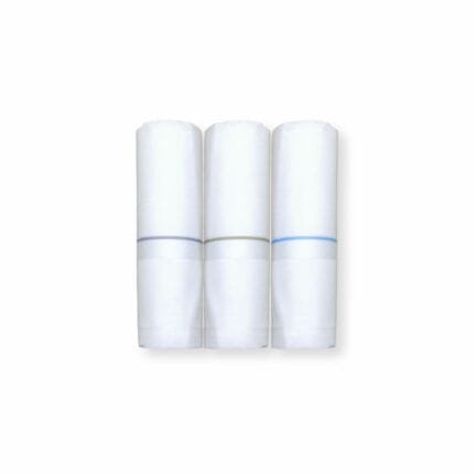 White 45x45 cm cotton handkerchief neatly folded on a neutral background.