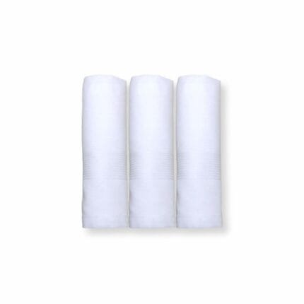 Large white cotton handkerchief folded neatly on a clean, neutral background