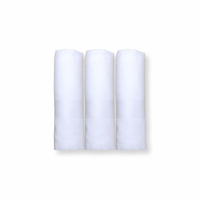 Large white cotton handkerchief folded neatly on a clean, neutral background