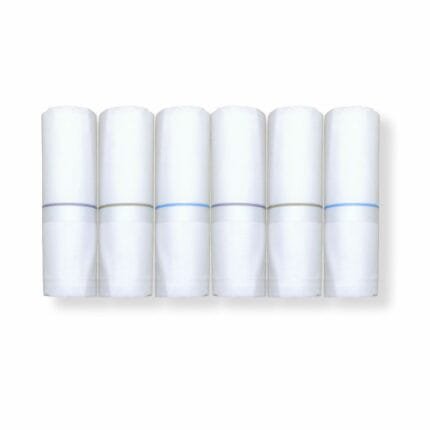 White 45x45 cm cotton handkerchief neatly folded on a neutral background.