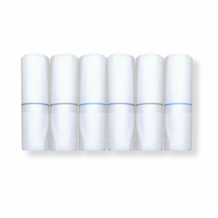 White 45x45 cm cotton handkerchief neatly folded on a neutral background.
