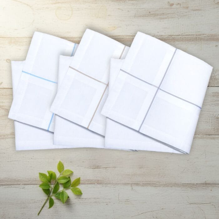 Pure Cotton Handkerchief – White Lining, Soft, Executive