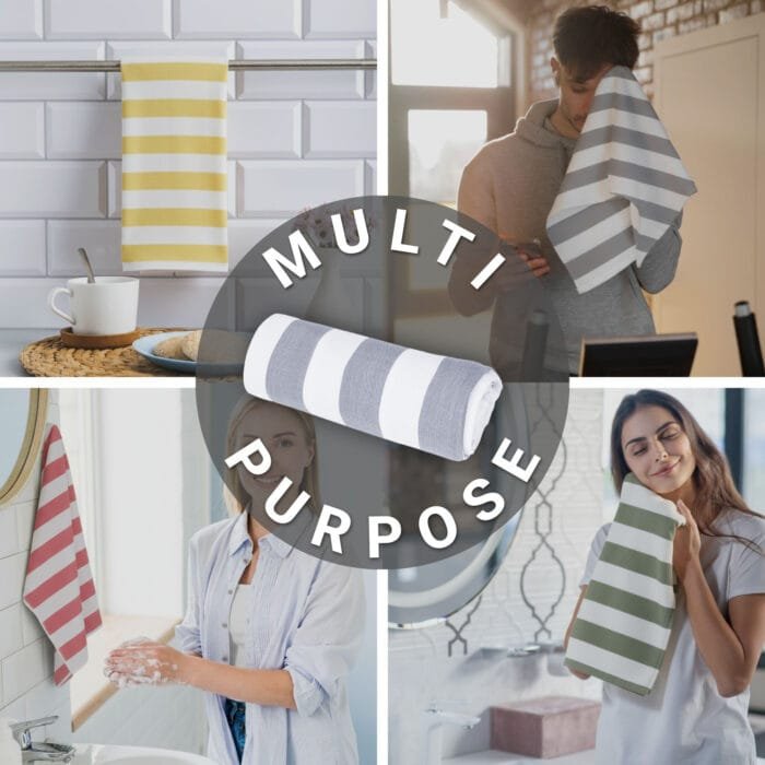 100% Bamboo Gym Towels , Cabana Stripe – Pack of 3