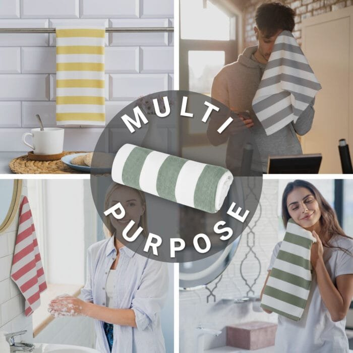 100% Bamboo Gym Towels , Cabana Stripe – Pack of 3