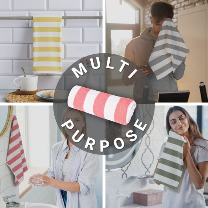100% Bamboo Gym Towels , Cabana Stripe – Pack of 3