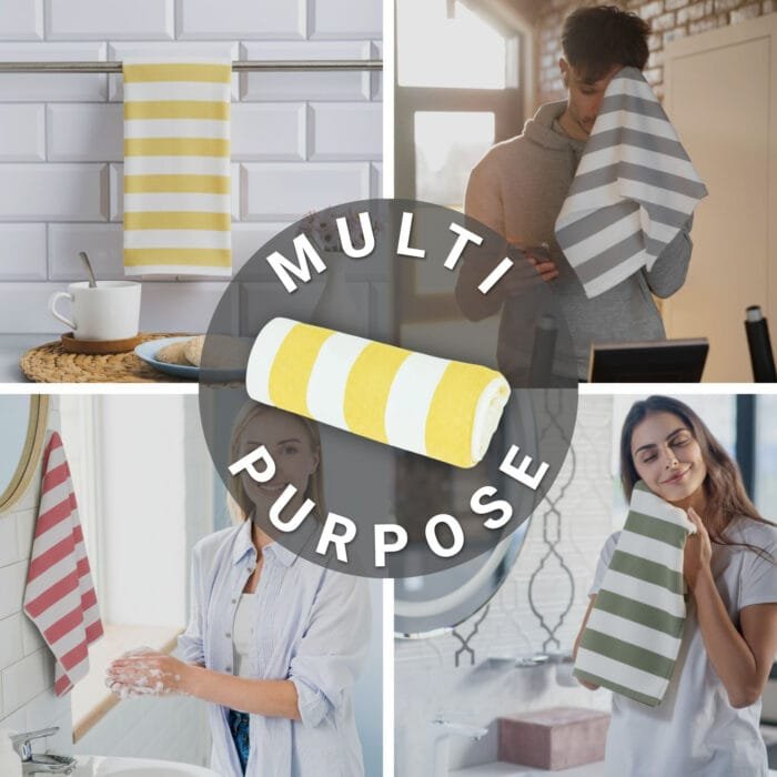 100% Bamboo Gym Towels , Cabana Stripe – Pack of 3