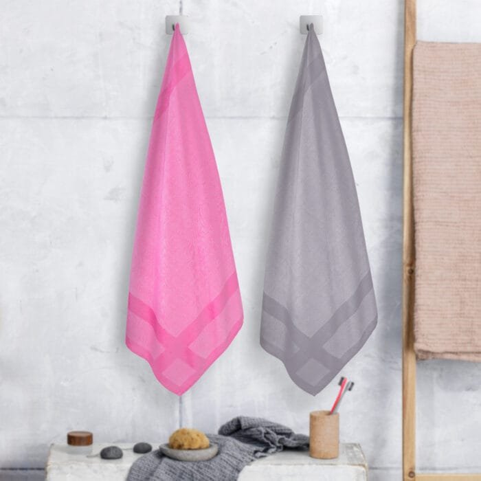 100% Pure Bamboo Bath Towel Pack of 2 – Pin Stripe, Soft & Eco-Friendly