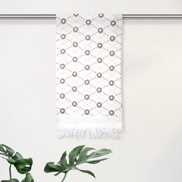 Pure Cotton Twin Layer Bath Towels 30x60 Inch, Pack of 2, White with Modern Contemporary Prints