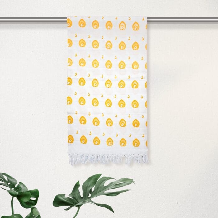 Pure Cotton Twin Layer Bath Towels 30x60 Inch, Pack of 2, White with Modern Contemporary Prints
