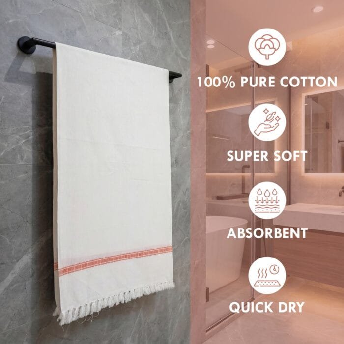 02 100% Cotton Bath Towels Set of 2 – 30x60 Inches, Absorbent & Quick Dry