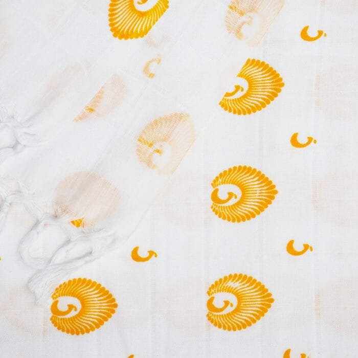 Pure Cotton Twin Layer Bath Towels 30x60 Inch, Pack of 2, White with Modern Contemporary Prints