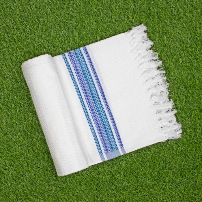 03 100% Pure Cotton Bath Towels Pack of 2 - 30 x 60 Inches- White with Multicolour Border