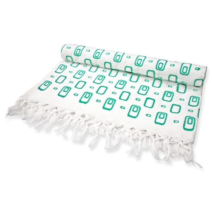 Pure Cotton Twin Layer Bath Towels 30x60 Inch, Pack of 2, White with Modern Contemporary Prints