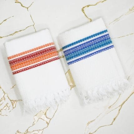 1st Image 100% Pure Cotton Bath Towels Pack of 2 - 30 x 60 Inches- White with Multicolour Border