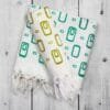Pure Cotton Twin Layer Bath Towels 30x60 Inch, Pack of 2, White with Modern Contemporary Prints