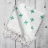 Pure Cotton Twin Layer Bath Towels 30x60 Inch, Pack of 2, White with Modern Contemporary Prints