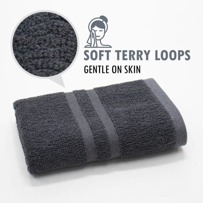 02 Terry Cotton Hand Towels Pack of 6 – 14x21 Inches